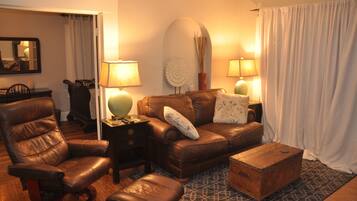 TV, DVD player, books, music library