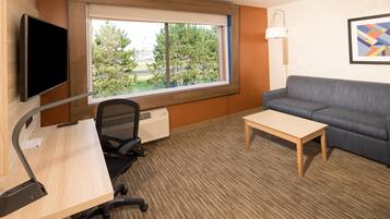 In-room safe, desk, laptop workspace, blackout curtains