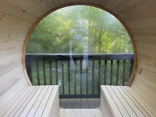 Enjoy private...beautiful… large house with outdoor hot tub and sauna !