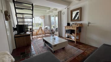 Smart TV, DVD player, books, music library