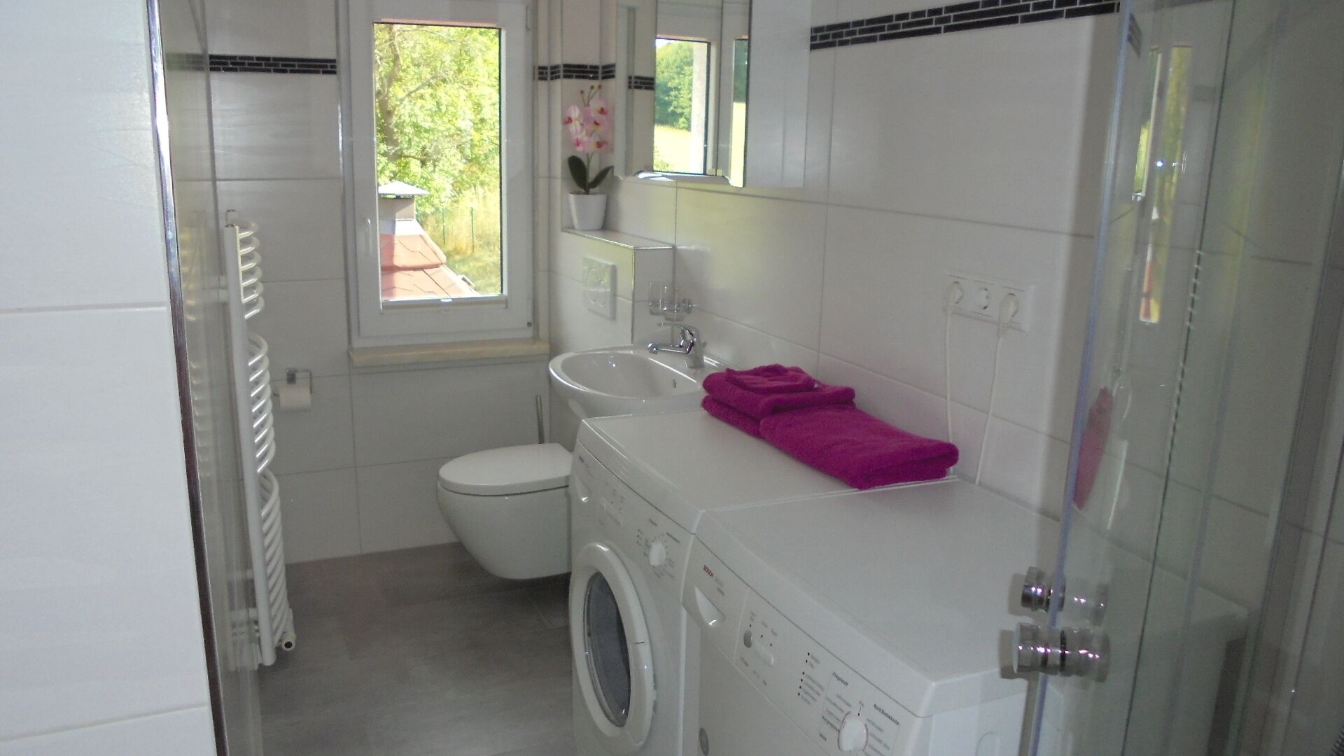 Vasca, asciugacapelli, asciugamani, sapone