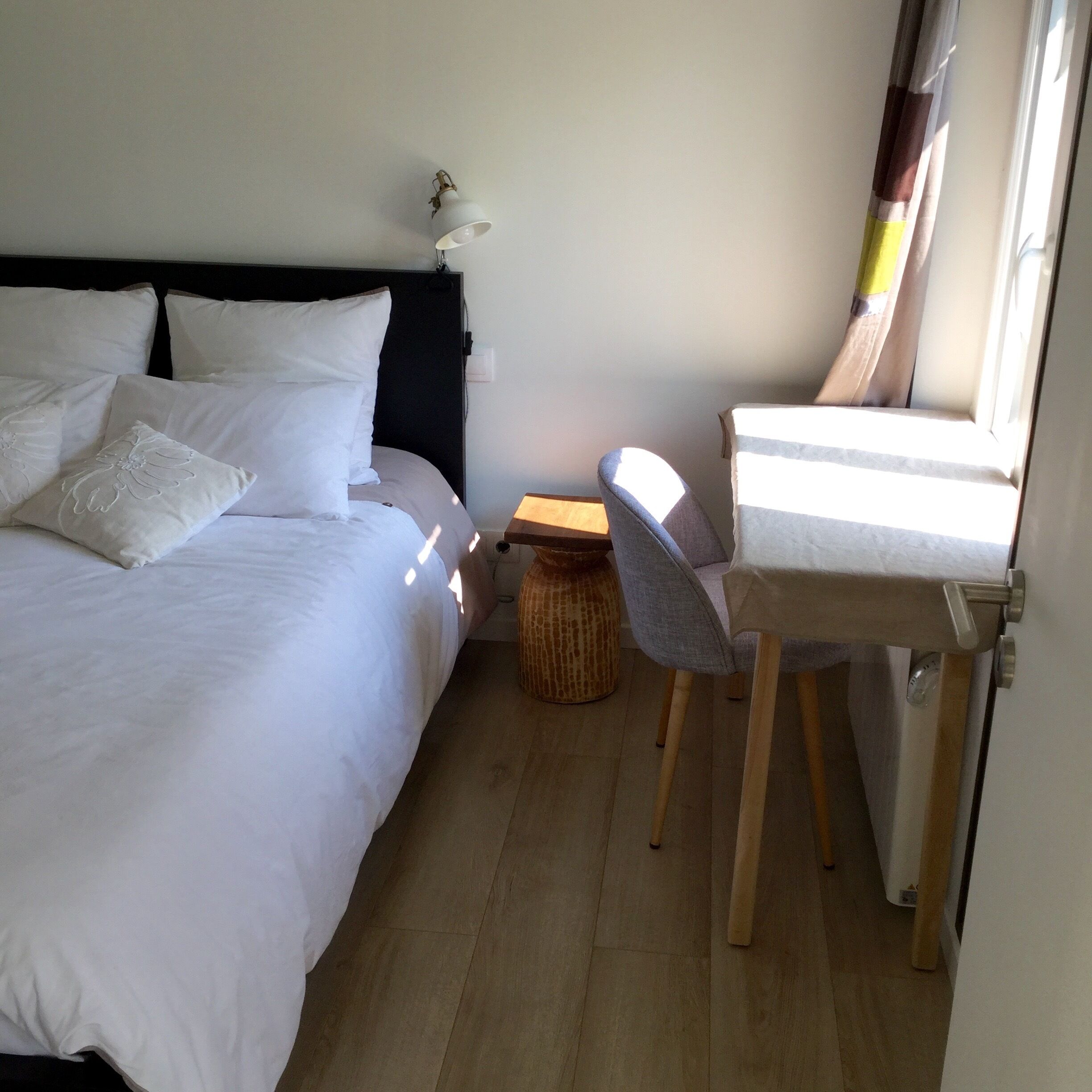 1 bedroom, desk, iron/ironing board, travel crib