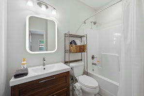 Bathtub, hair dryer
