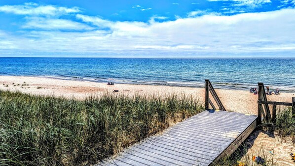 Beach nearby, sun-loungers