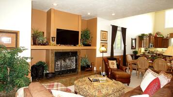 TV connectée, cheminée, lecteur de DVD