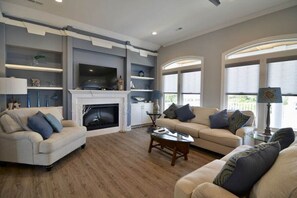 Smart TV, fireplace, table football - Big Blue – Family-Friendly Home with Pool, Tiki Bar, Just Steps from the Shore (Ocean Isle Beach)