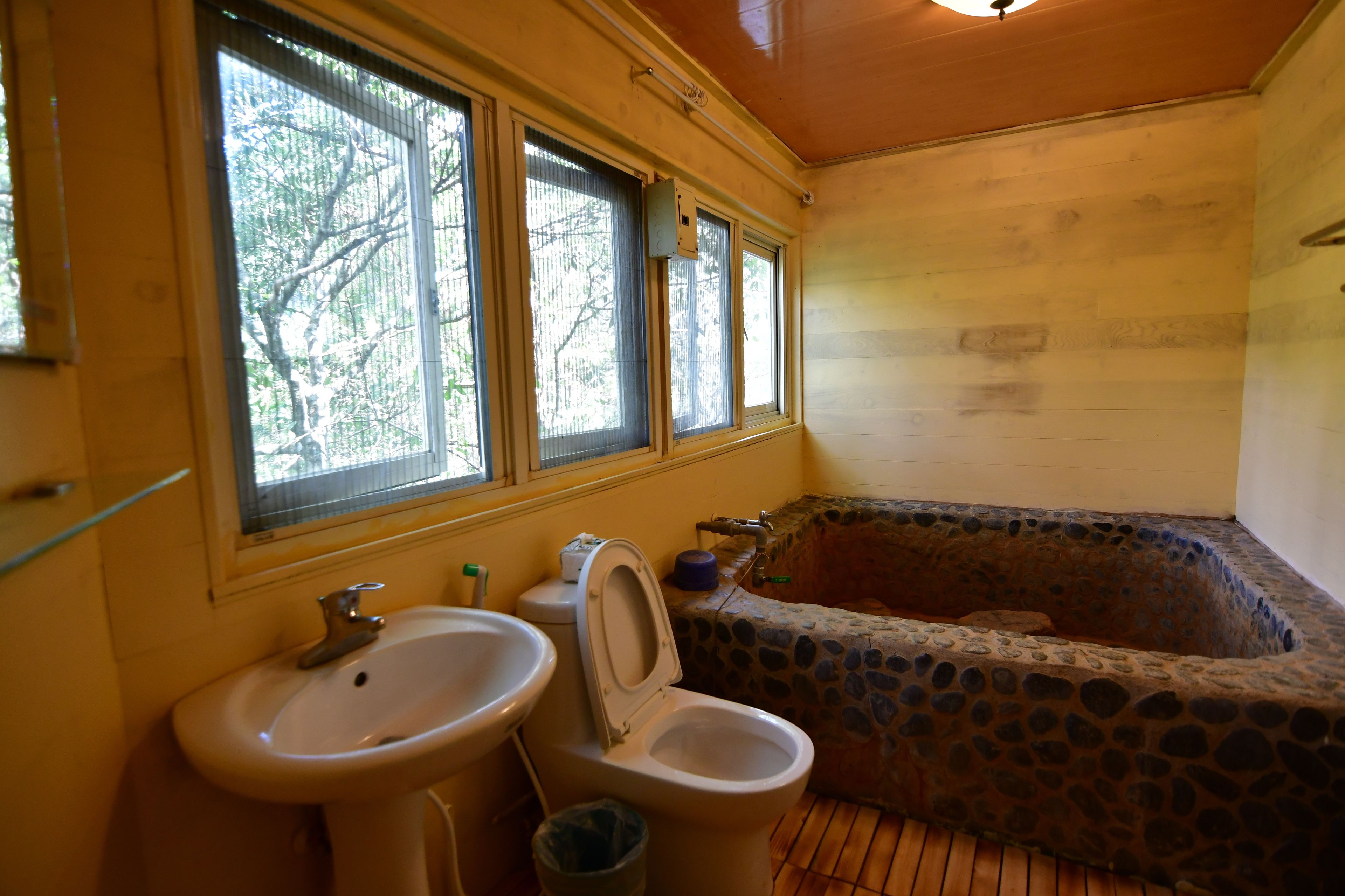 standard double room (b) | bathroom | combined shower/bathtub, spring water bathtub, hair dryer, slippers