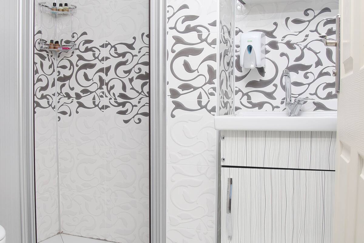 shower, free toiletries, hair dryer, slippers