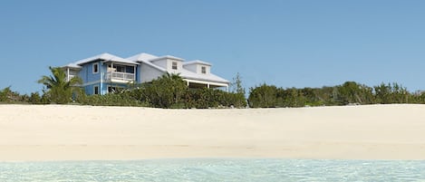 On the beach, sun-loungers, beach towels