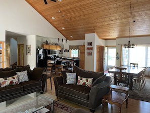 TV, fireplace, DVD player, stereo