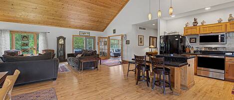 TV, fireplace, DVD player, stereo