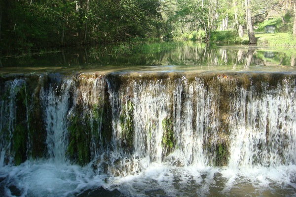 The seasonal creek/river in back of the home. Serene & pretty to view
