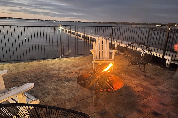 Firepit Fridays by our lakefront and jetty