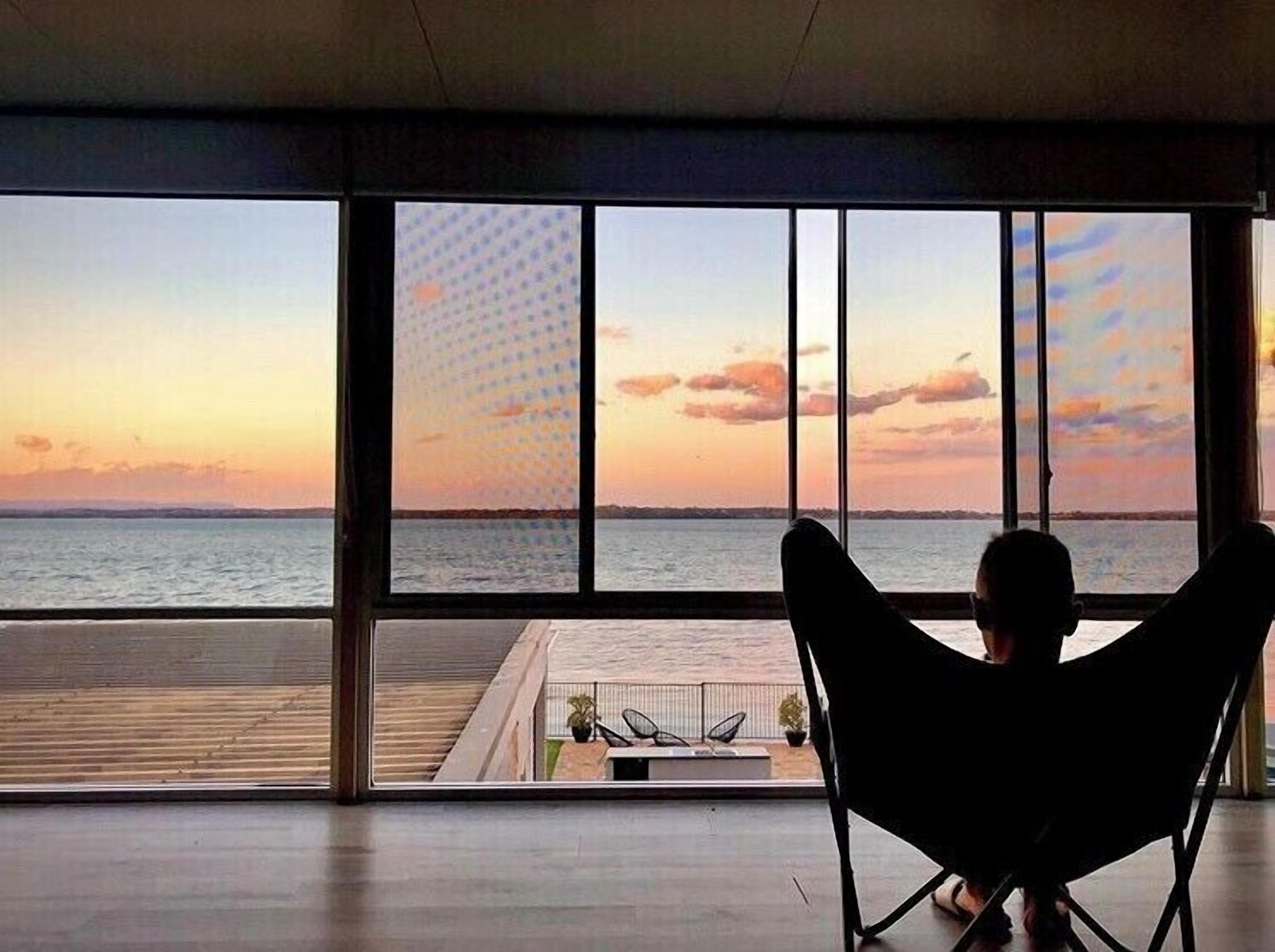 Watching the storm roll in .