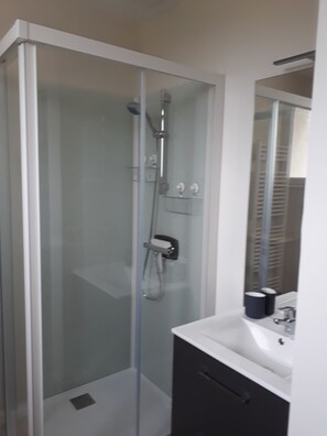 Shower, free toiletries, hair dryer, towels - Small house in a charming village (LIESVILLE SUR DOUVE)