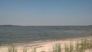 On the beach, beach towels