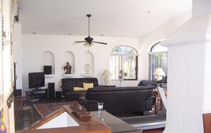 Smart TV, DVD player, video library, stereo