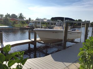 Moored at the marina, the Gradia White awaits your arrival.