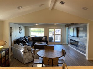 Smart TV, fireplace, DVD player