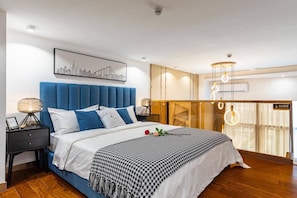 Desk, blackout curtains, soundproofing, iron/ironing board