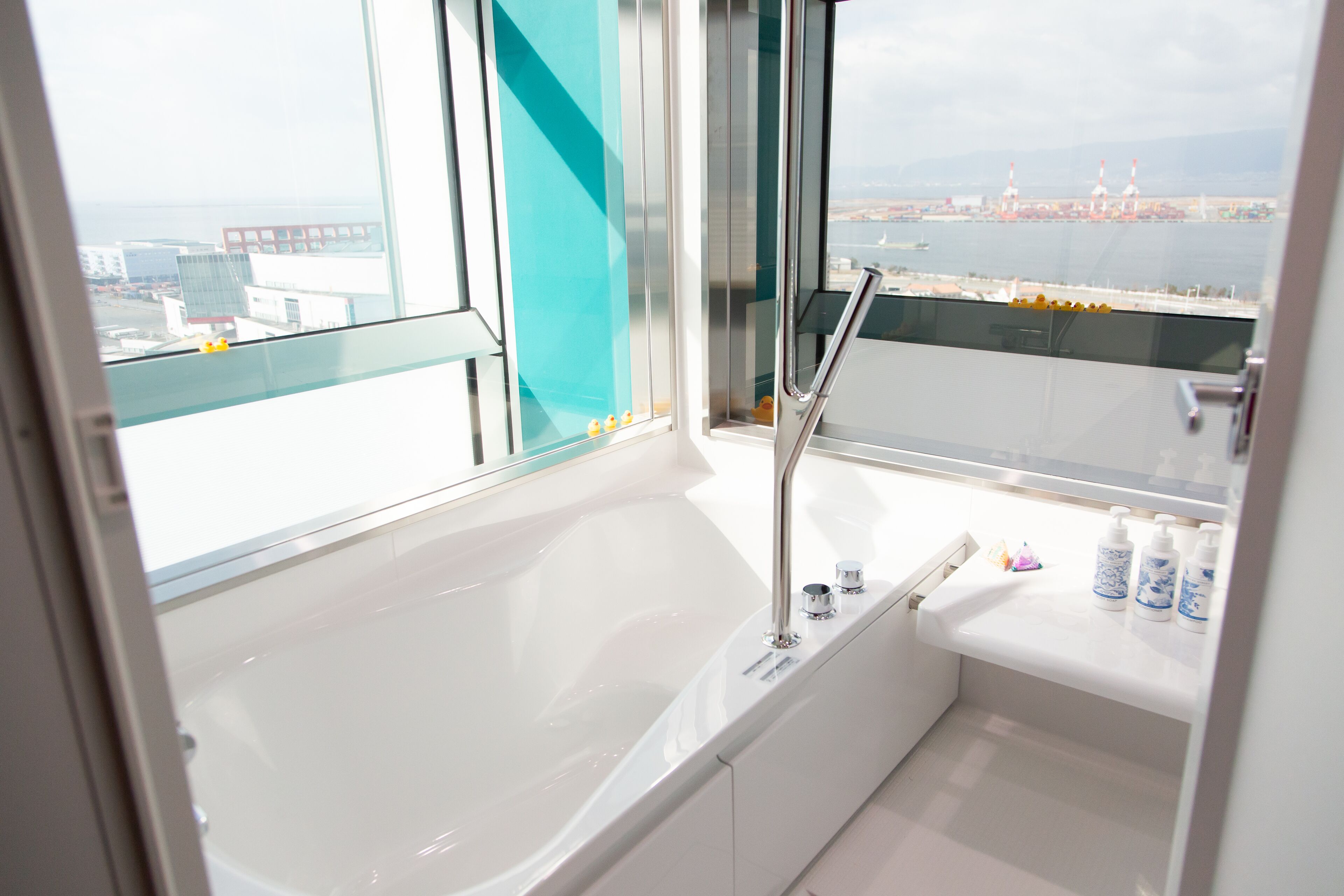 separate bathtub and shower, deep-soaking bathtub, free toiletries