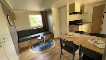 Comfort Mobile Home, 2 Bedrooms | Living area | 10-inch flat-screen TV with digital channels, TV