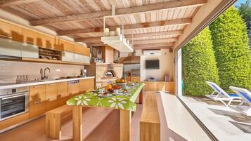 Villa, 3 soverom, privat basseng | Eget kjøkken | Kjøleskap, mikrobølgeovn, ovn og kokeplater