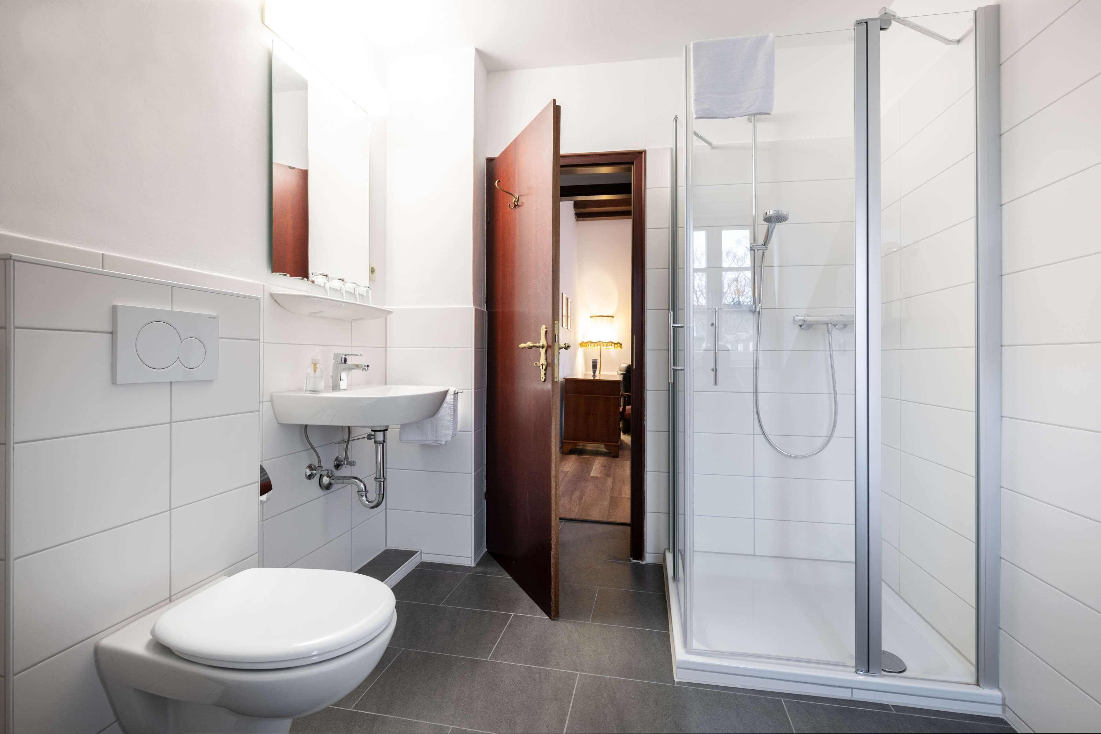 suite, multiple beds, city view | bathroom | hair dryer, towels