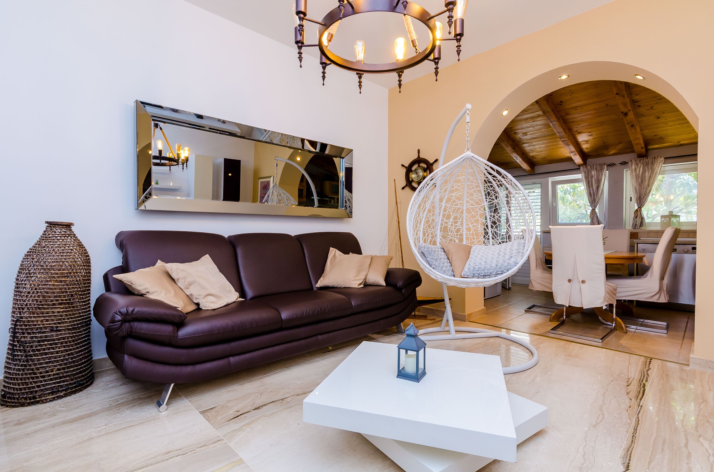 One bedroom apartment with patio | Living room | 25-inch flat-screen TV with digital channels, TV, DVD player