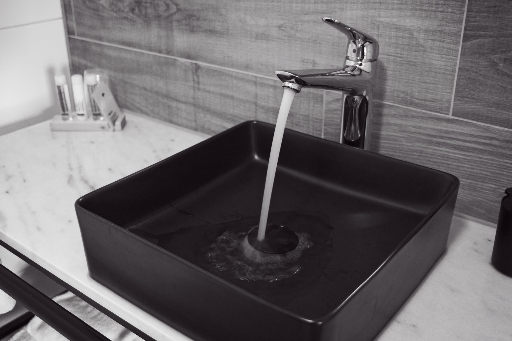 free toiletries, hair dryer, heated floors, towels