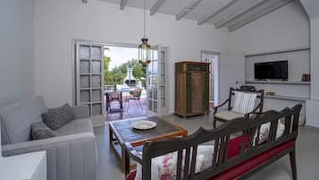 Smart TV, chimenea y reproductor de DVD