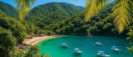 On the beach, beach towels