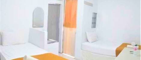 Desk, free WiFi, bed sheets