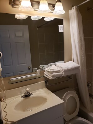 Standard Suite, 1 Queen Bed with Sofa bed, Non Smoking | Bathroom | Free toiletries, hair dryer, towels