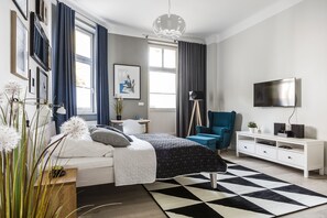 套房, 小廚 (Aqua) | 房內夾萬、熨斗/熨衫板、免費 Wi-Fi、床單