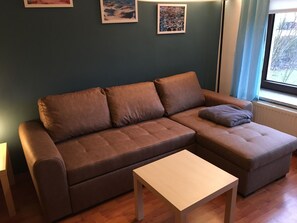 TV, DVD player, books, stereo