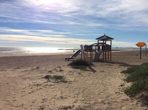 Beach nearby, sun-loungers