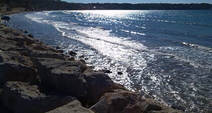 Large apartment , 1st floor, small garden, beach at 150 m. splendid view