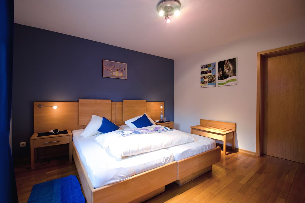 Habitación doble | Ropa de cama hipoalergénica, escritorio y cortinas blackout