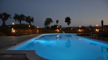 Outdoor pool, pool loungers