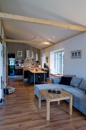 Apartment, Garden Area | Living room | Flat-screen TV, fireplace, DVD player - Gundies Home No. 15 GmbH (Klein Meckelsen)