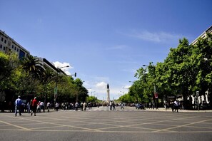A wide street with a central monument, surrounded by trees and buildings. - Avenue Rooms & Suites - Hostel (Lisbon)