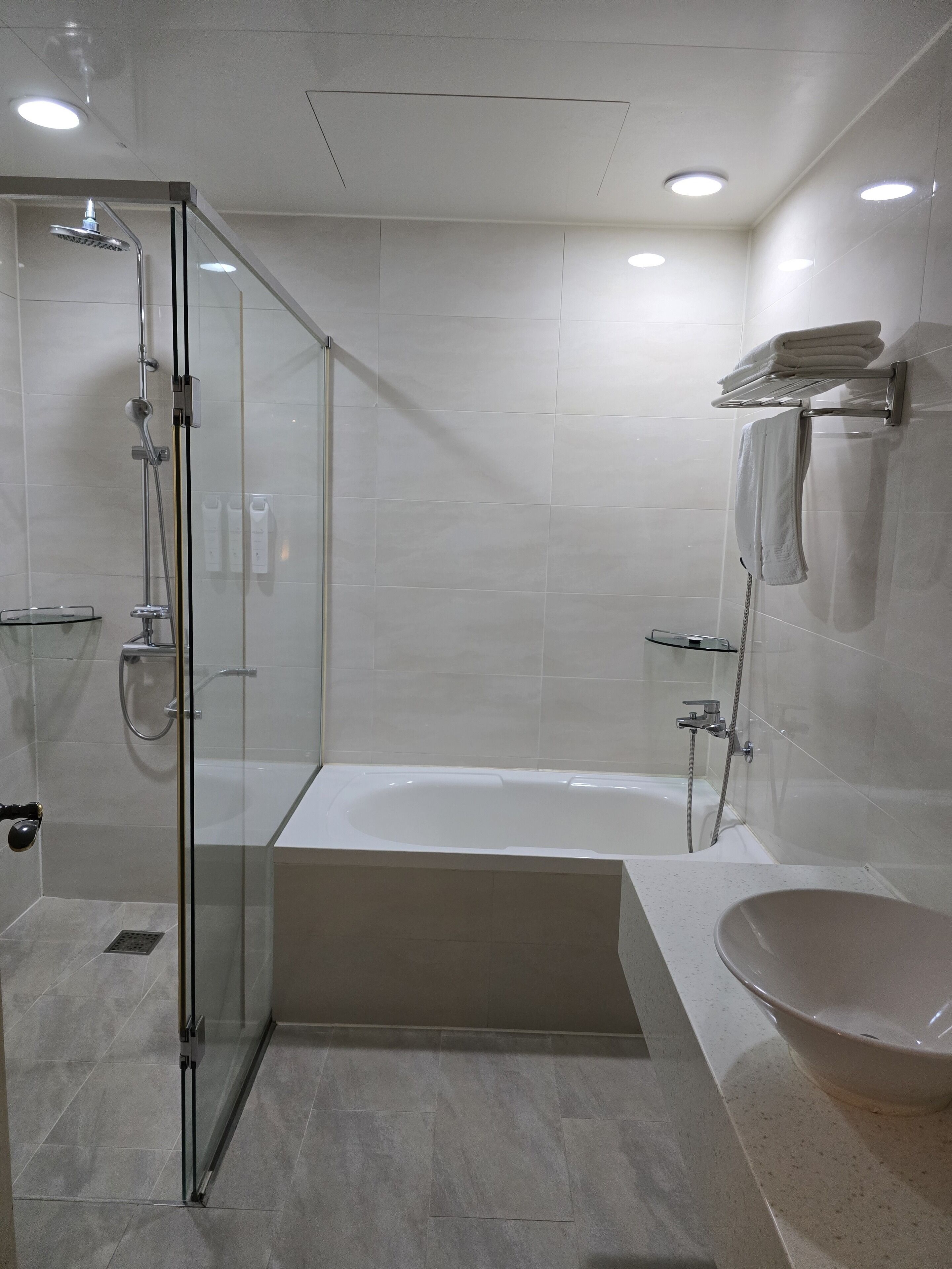 deluxe double room, ocean view | bathroom shower