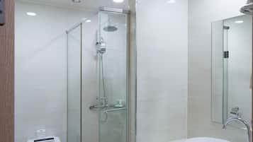 Hair dryer, bathrobes, slippers, bidet