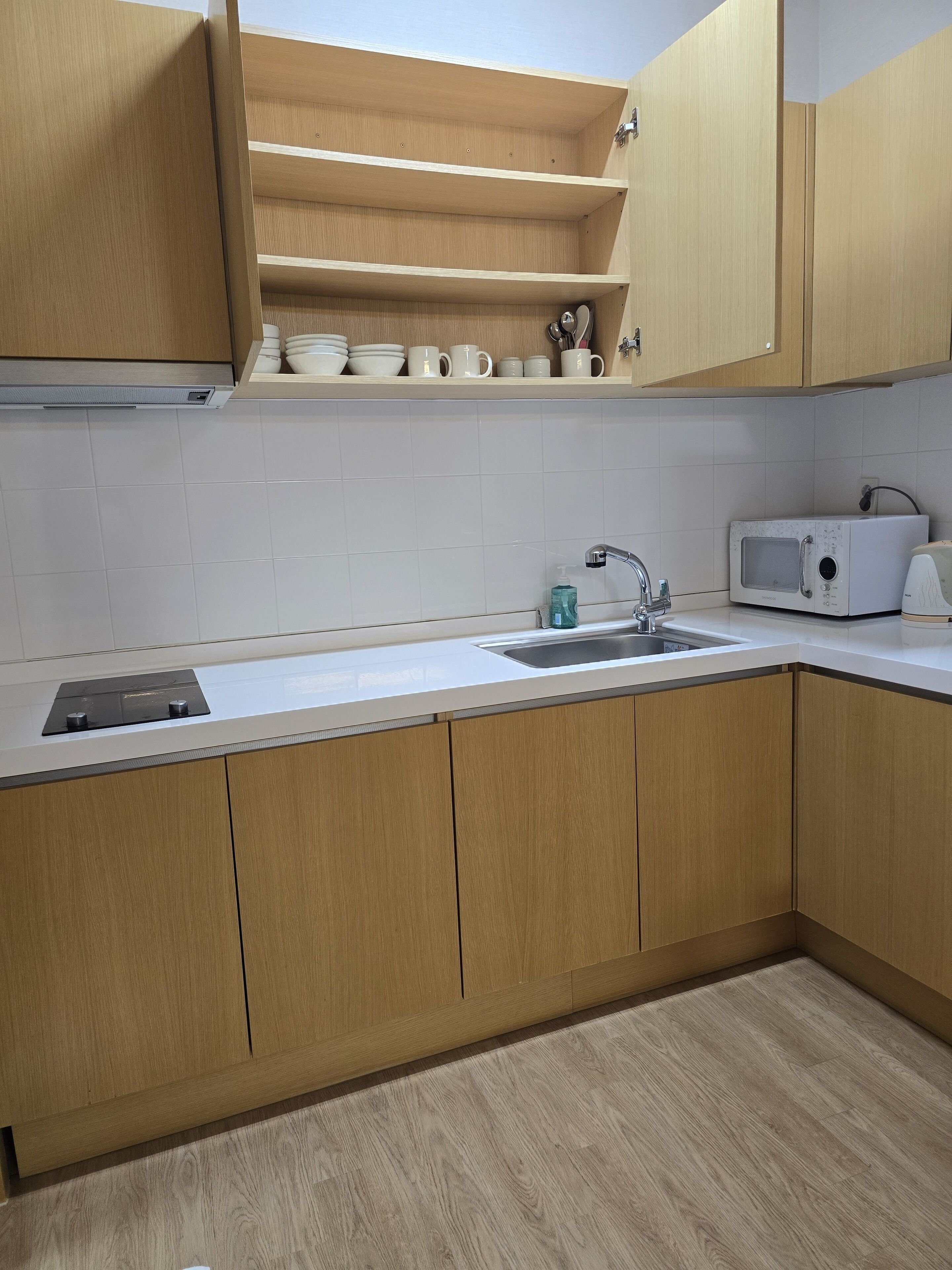 family korean ondol room | private kitchen | fridge, electric kettle