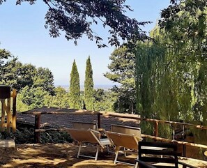 Panoramic Tent, 2 Bedrooms, Kitchenette, Partial Sea View Ginestra | Water view - Agriturismo Fattoria La Prugnola (Montescudaio)