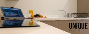 Luxury Apartment, 2 Bedrooms, Non Smoking | Private kitchen | Oven, stovetop, dishwasher, electric kettle