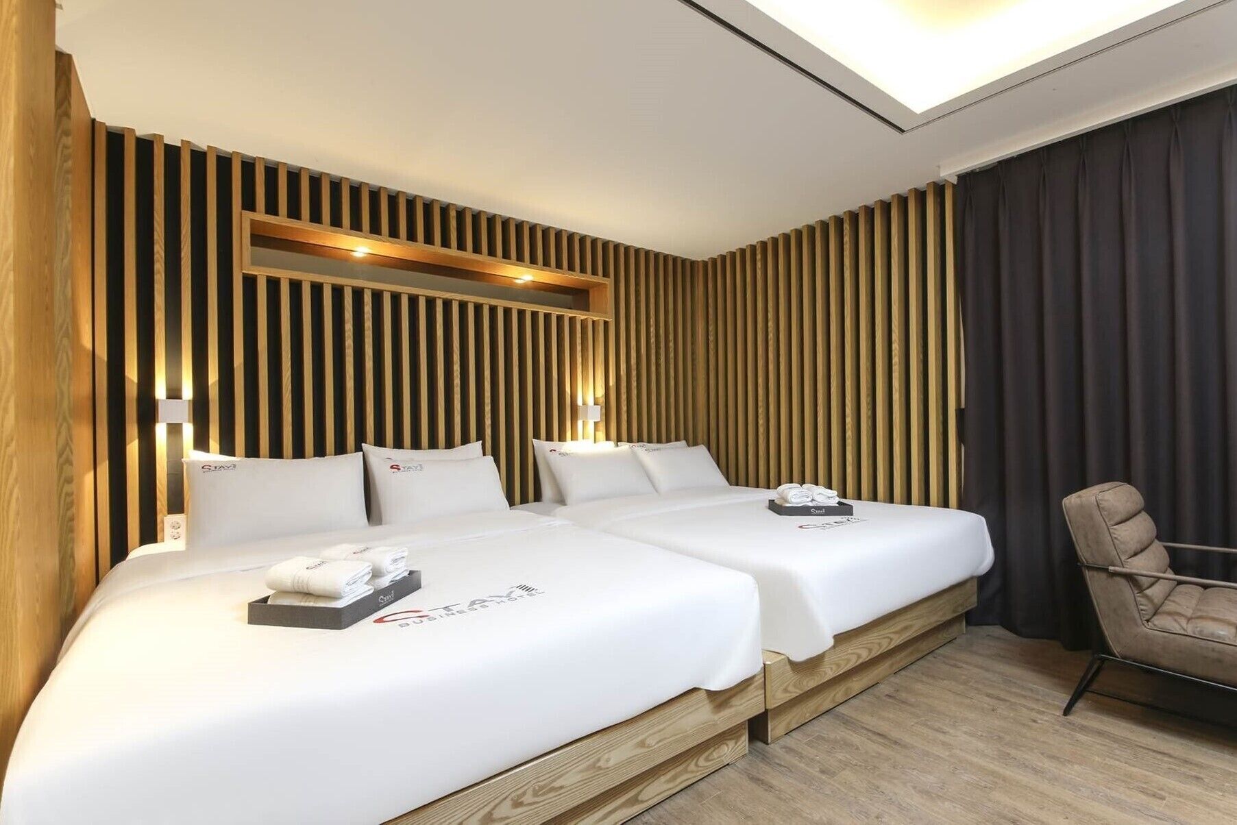 family twin room | individually decorated, desk, laptop workspace, blackout curtains