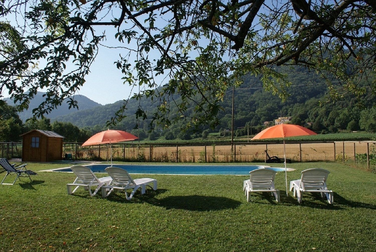 Outdoor pool, pool loungers