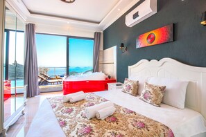 Villa, 1 Schlafzimmer, Meerblick | Wohnbereich | LCD-Fernseher